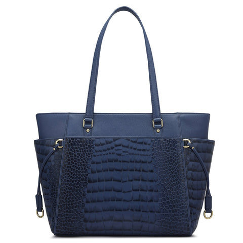 Medium Croco Franzy Leather Shoulder Bag - Stardust