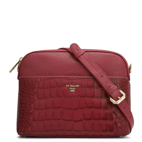 Small Croco Franzy Leather Sling - Plumberry