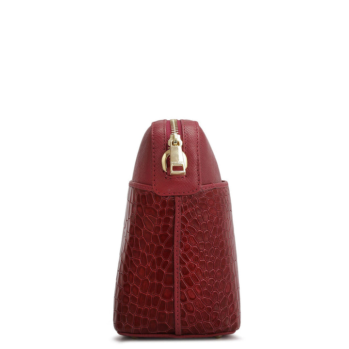 Small Croco Franzy Leather Sling - Plumberry