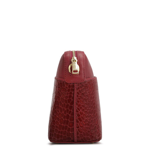 Small Croco Franzy Leather Sling - Plumberry