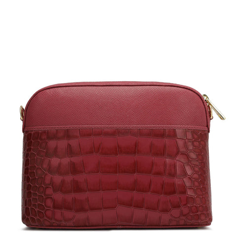 Small Croco Franzy Leather Sling - Plumberry