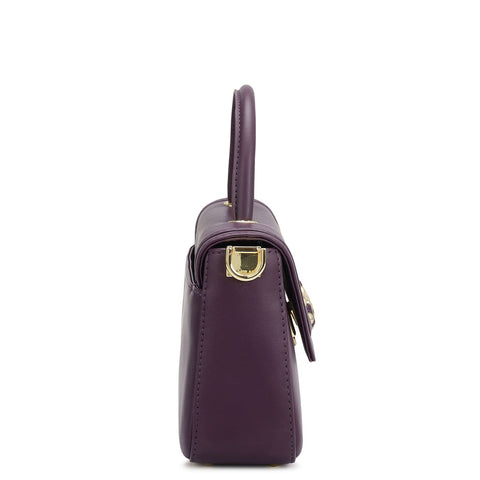 Small Plain Leather Satchel - Grapevine