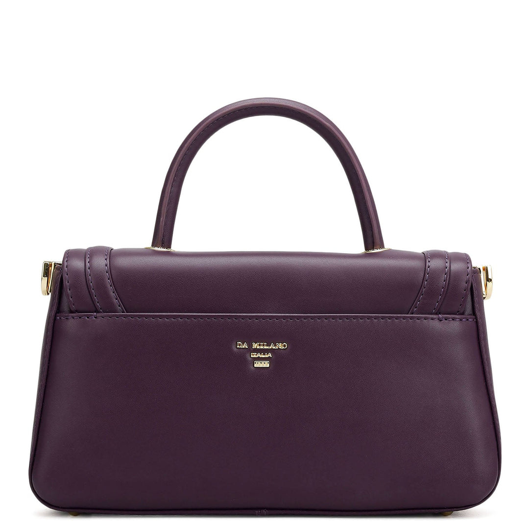 Small Plain Leather Satchel - Grapevine