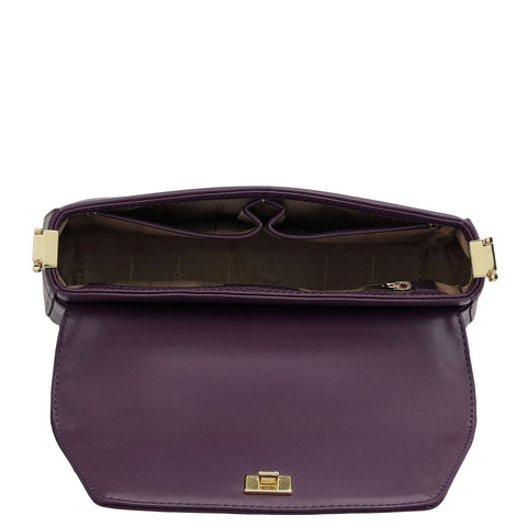 Small Plain Leather Satchel - Grapevine