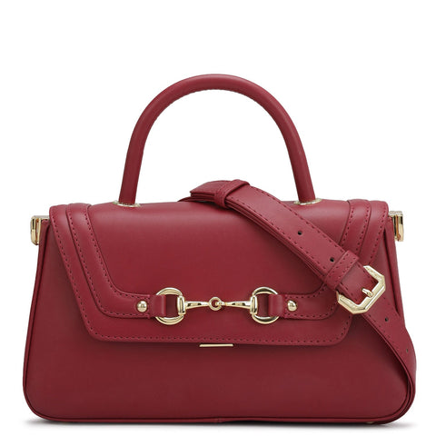 Small Plain Leather Satchel - Plumberry