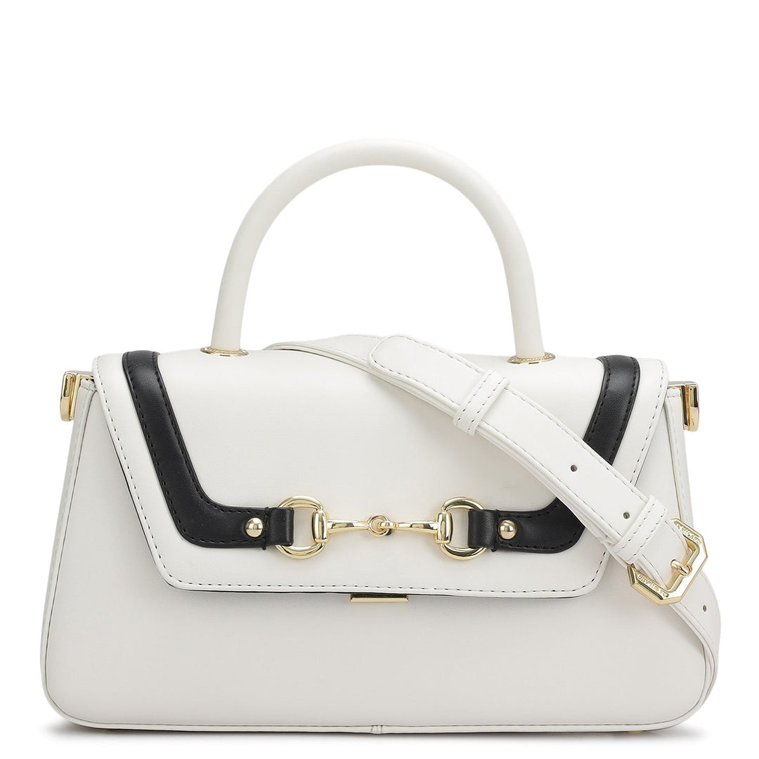 Small Plain Leather Satchel - Snow