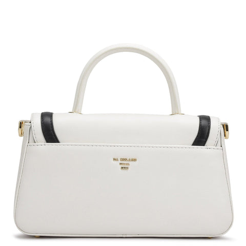 Small Plain Leather Satchel - Snow