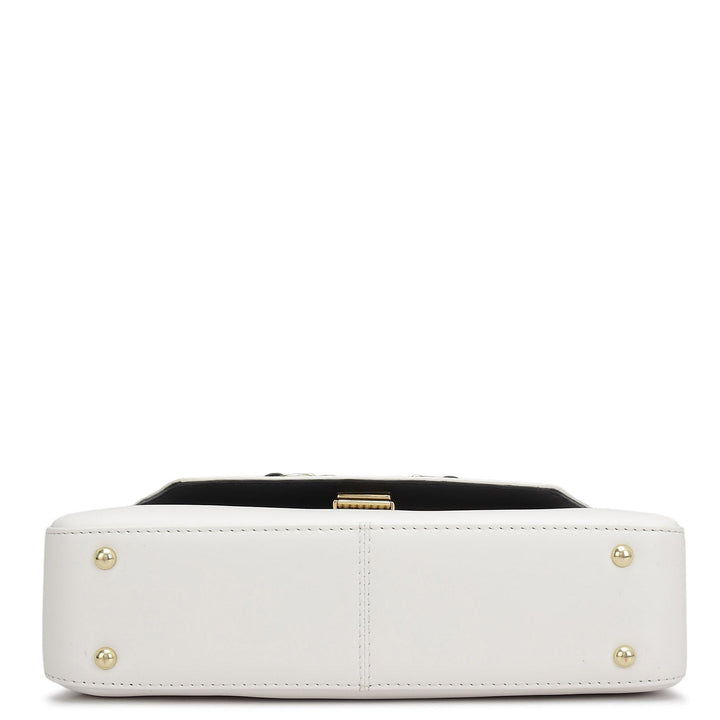 Small Plain Leather Satchel - Snow