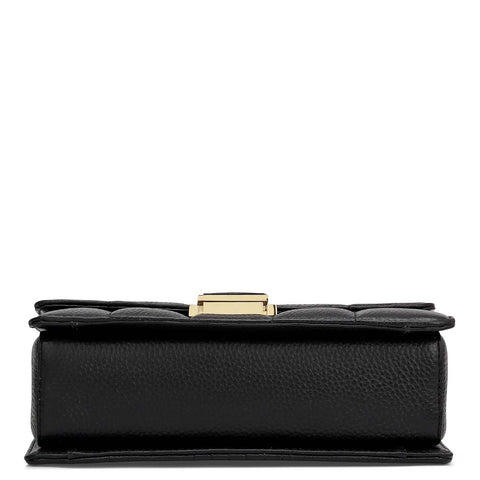 Small Wax Stripe Leather Shoulder Bag - Black