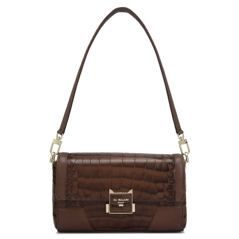 Small Croco Franzy Leather Baguette  - Date