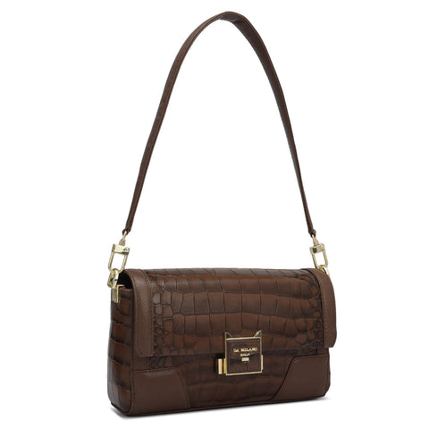 Small Croco Franzy Leather Baguette  - Date