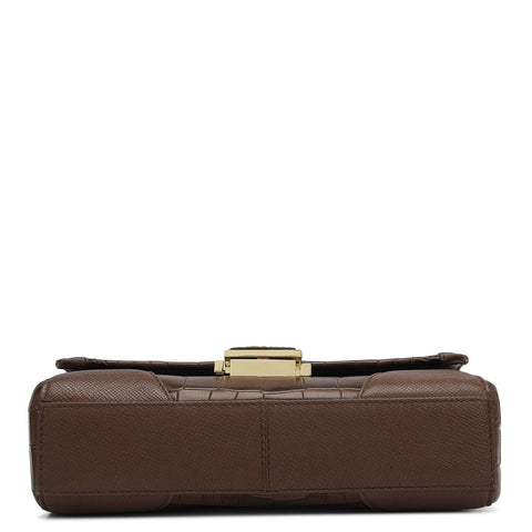 Small Croco Franzy Leather Baguette  - Date