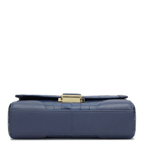 Small Croco Franzy Leather Baguette  - Stardust