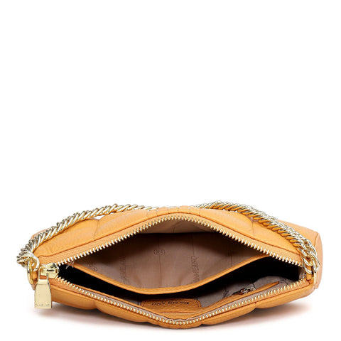 Small Wax Stripe Leather Baguette  - Apricot Crush