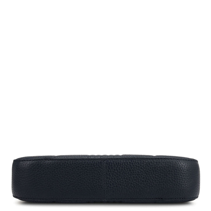 Small Wax Stripe Leather Baguette - Navy