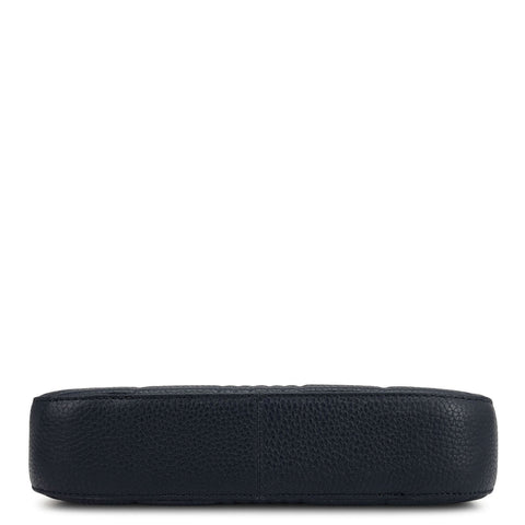Small Wax Stripe Leather Baguette - Navy