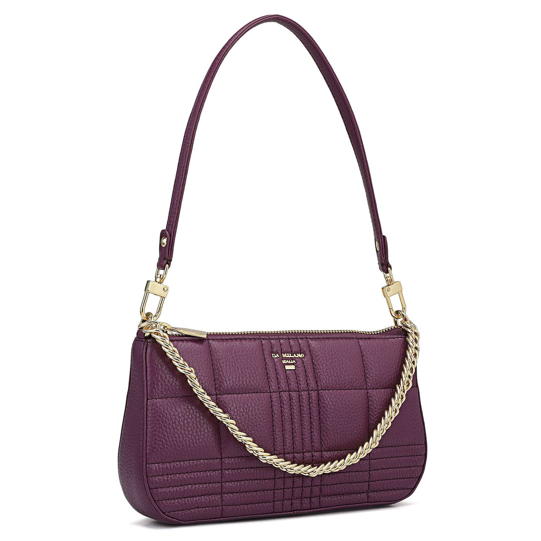 Small Wax Stripe Leather Baguette - Purple