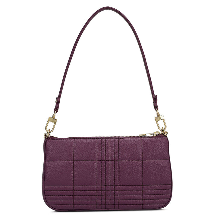 Small Wax Stripe Leather Baguette - Purple