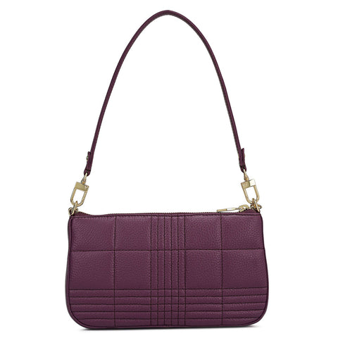 Small Wax Stripe Leather Baguette - Purple