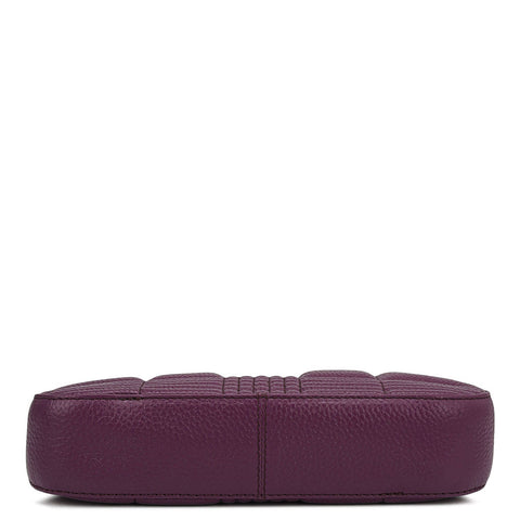 Small Wax Stripe Leather Baguette - Purple