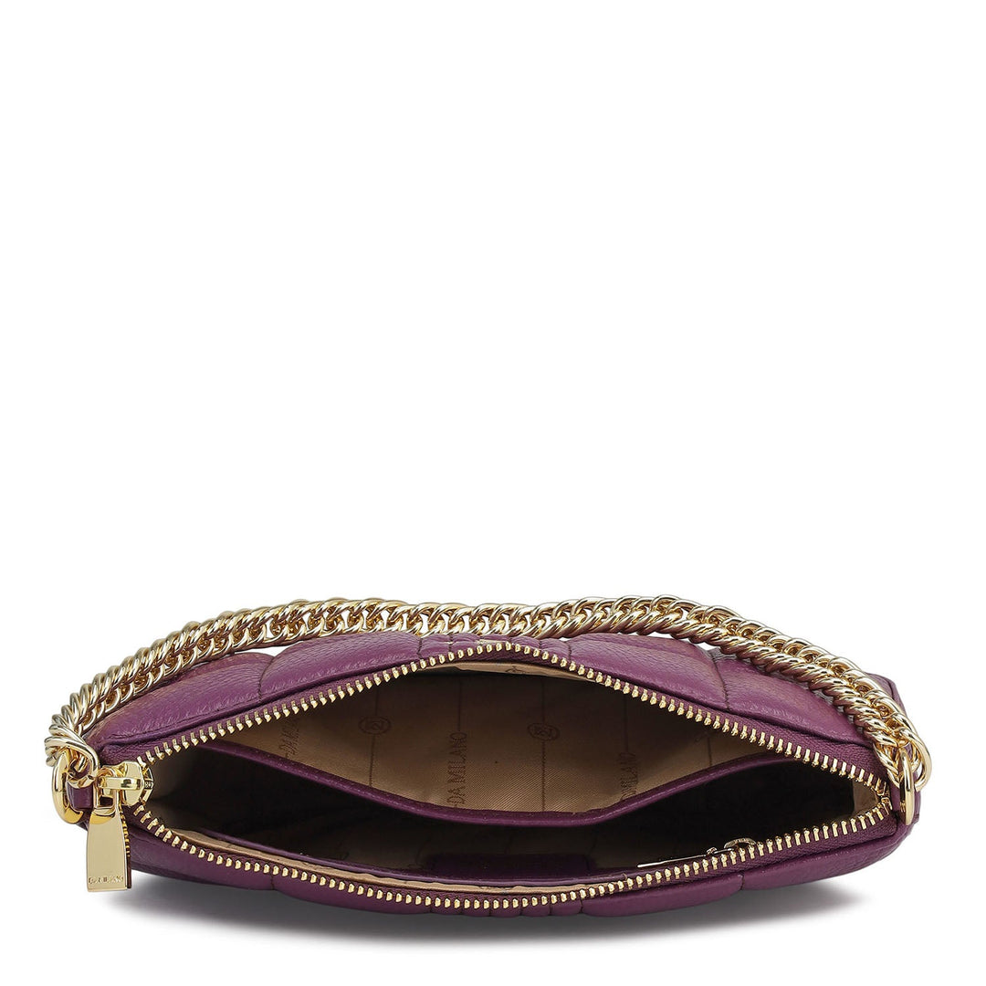 Small Wax Stripe Leather Baguette - Purple