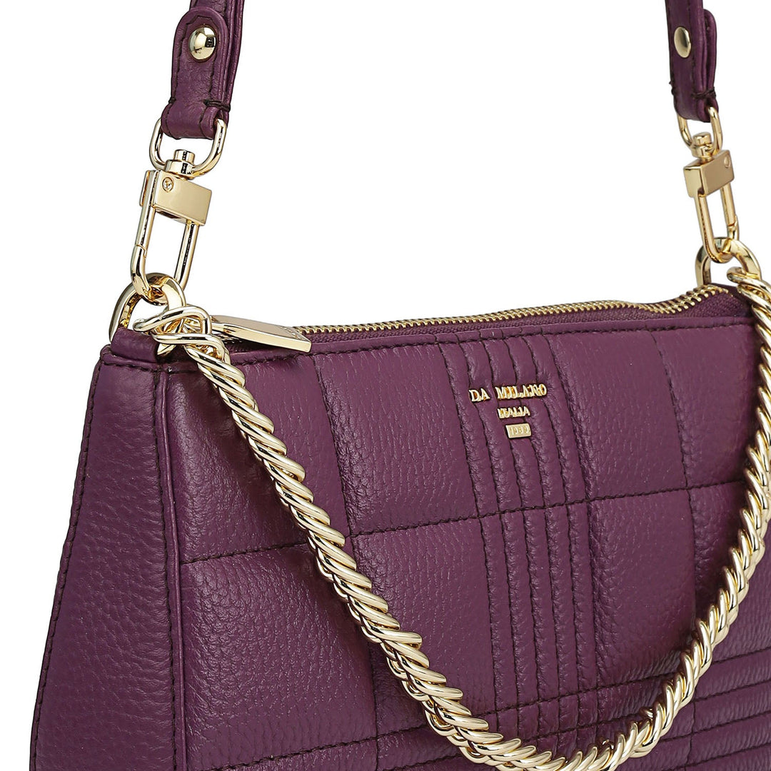 Small Wax Stripe Leather Baguette - Purple