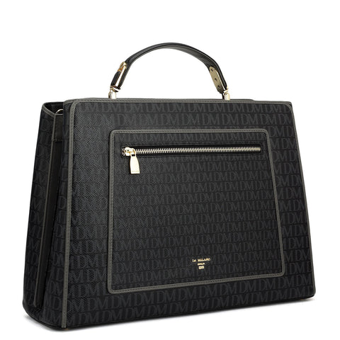 Medium Monogram Leather Book Tote   - Black