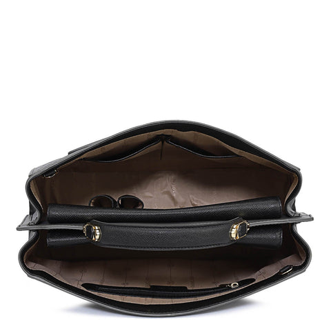 Medium Monogram Leather Book Tote   - Black