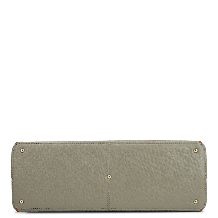 Medium Monogram Leather Book Tote   - Stone Grey