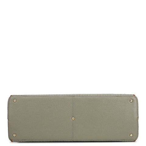 Medium Monogram Leather Book Tote   - Stone Grey