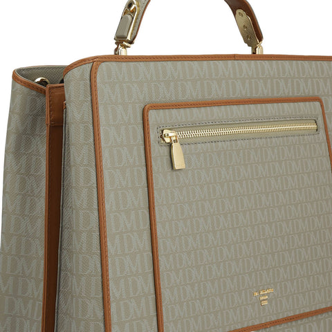 Medium Monogram Leather Book Tote   - Stone Grey