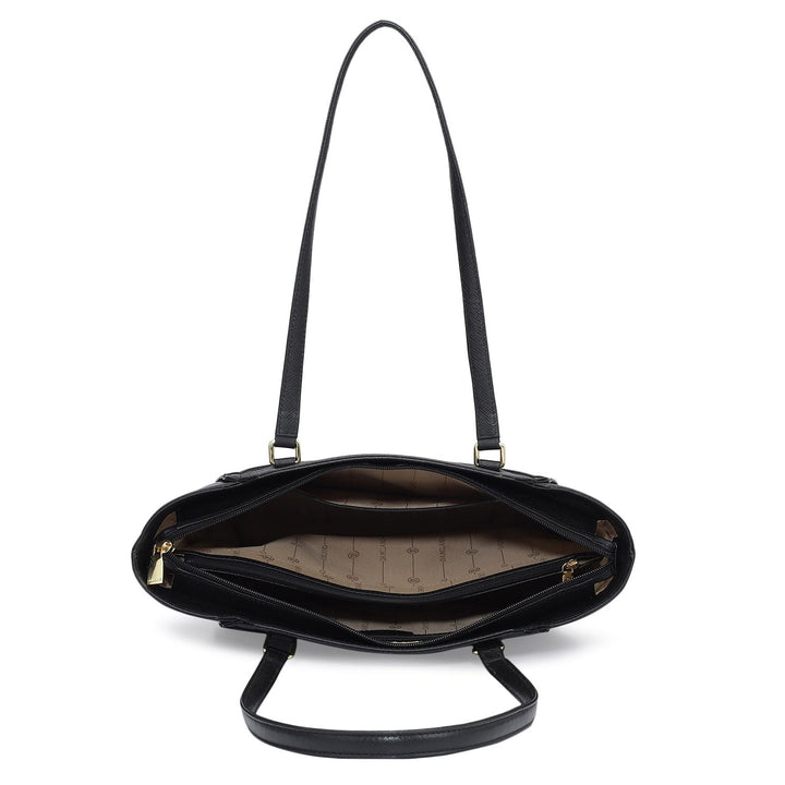 Small Franzy Leather Tote - Black