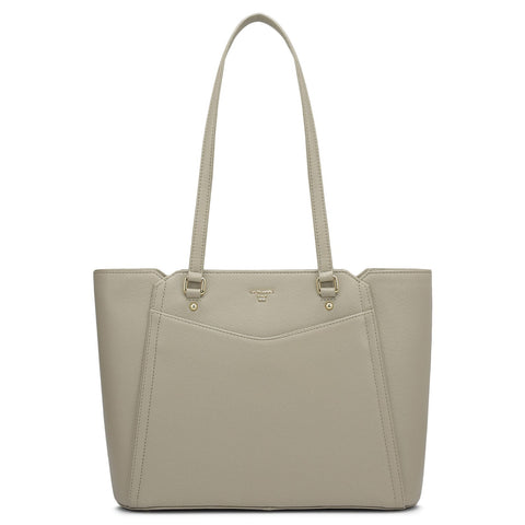 Small Franzy Leather Tote - Chalk