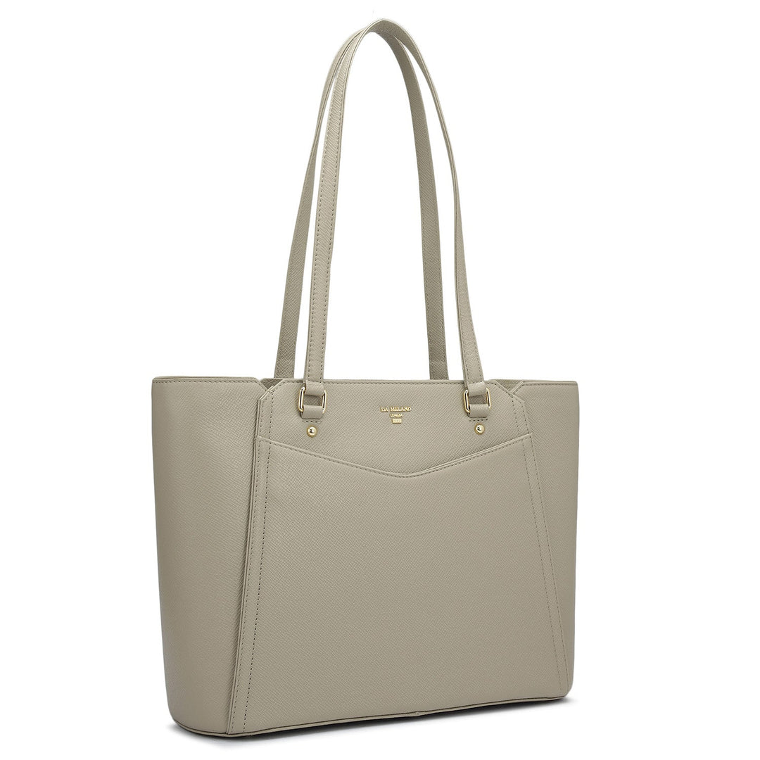 Small Franzy Leather Tote - Chalk