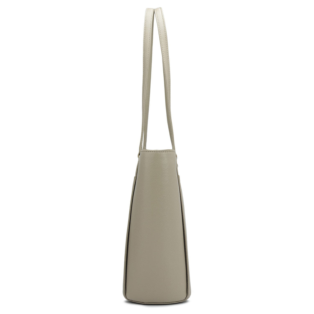 Small Franzy Leather Tote - Chalk