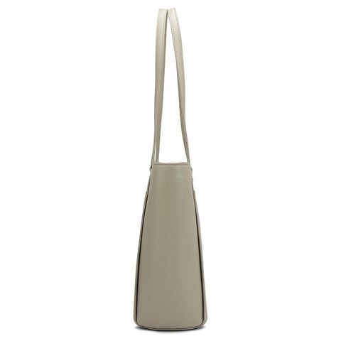 Small Franzy Leather Tote - Chalk