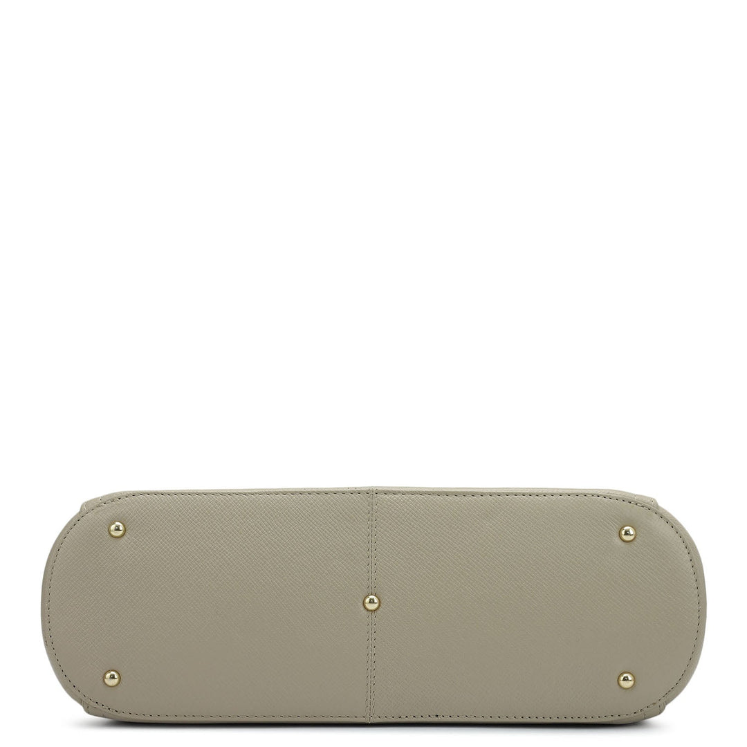 Small Franzy Leather Tote - Chalk