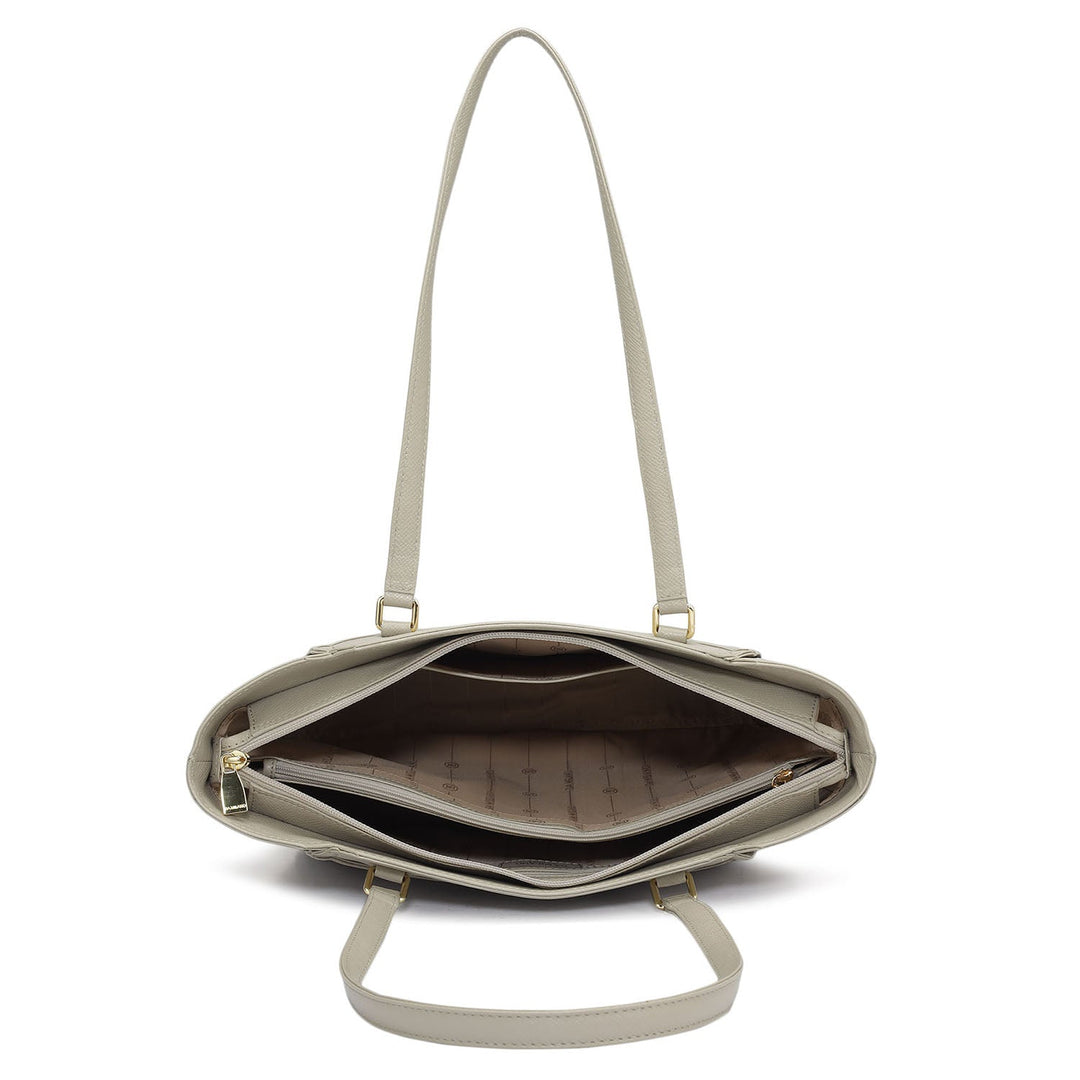 Small Franzy Leather Tote - Chalk