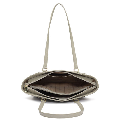 Small Franzy Leather Tote - Chalk