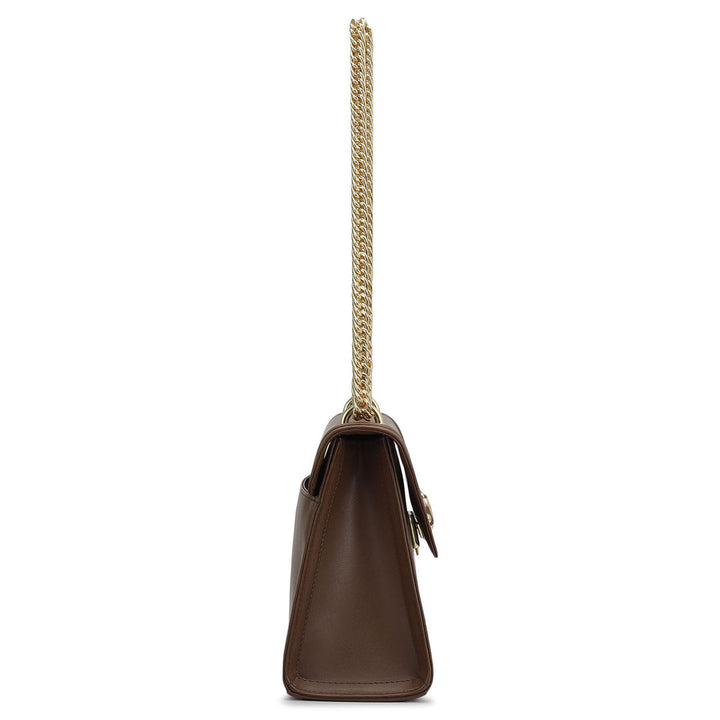 Small Plain Leather Shoulder Bag - Date