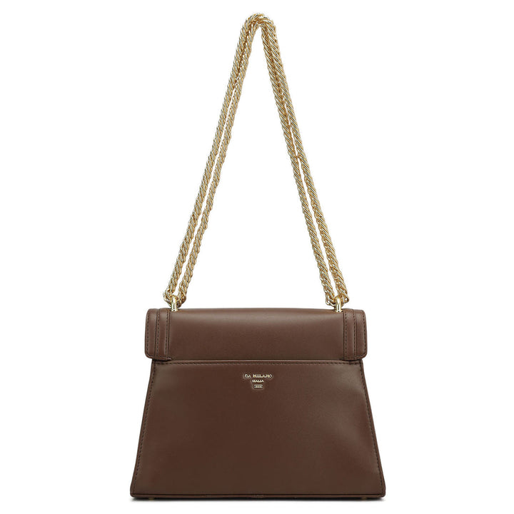 Small Plain Leather Shoulder Bag - Date