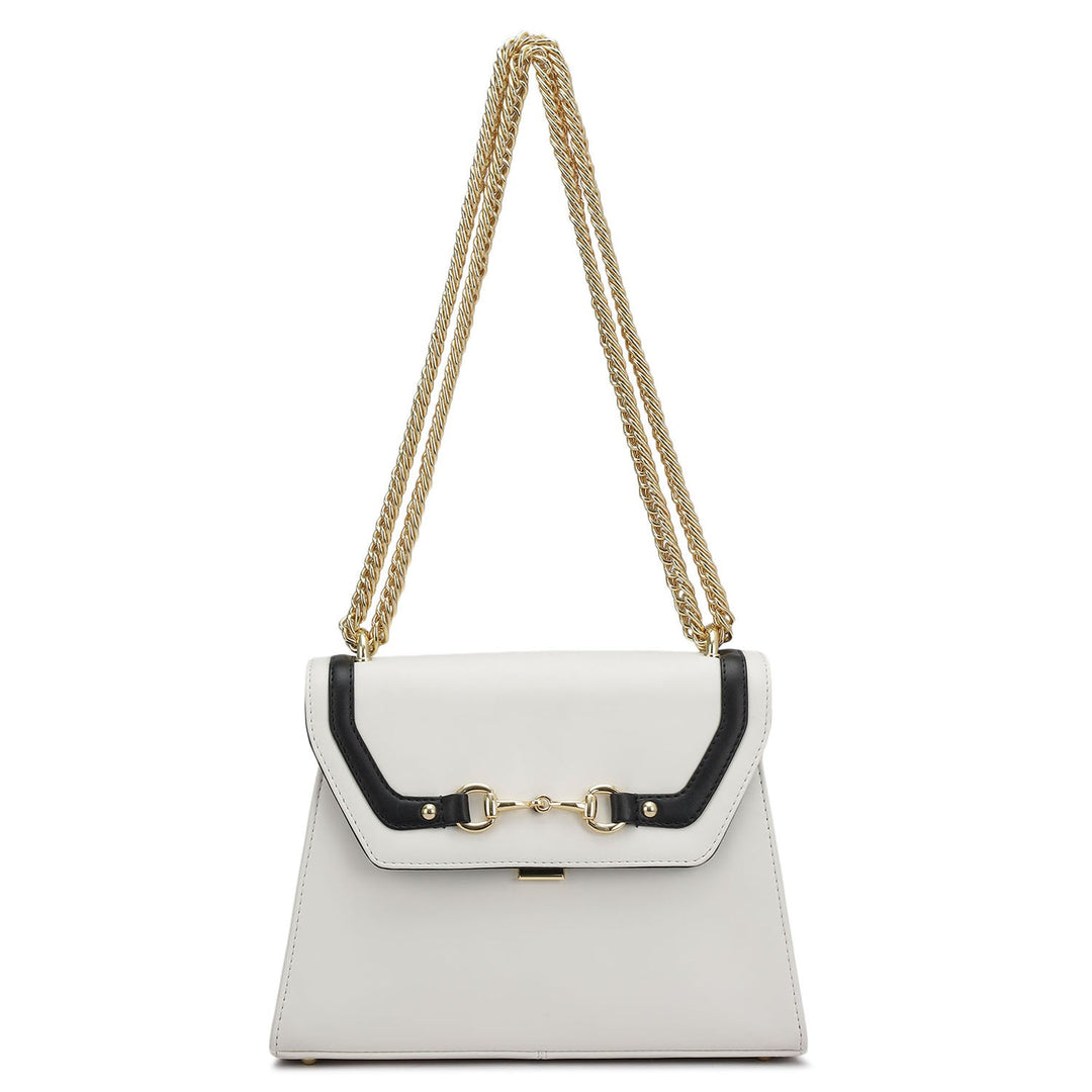 Small Plain Leather Shoulder Bag - Snow