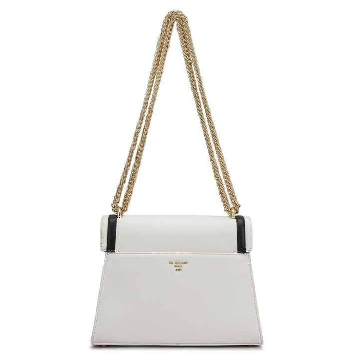 Small Plain Leather Shoulder Bag - Snow