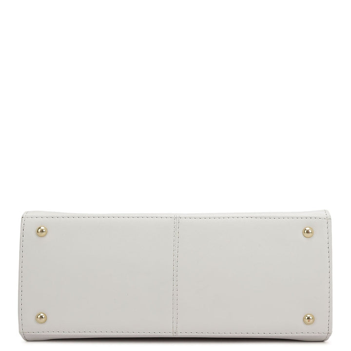 Small Plain Leather Shoulder Bag - Snow