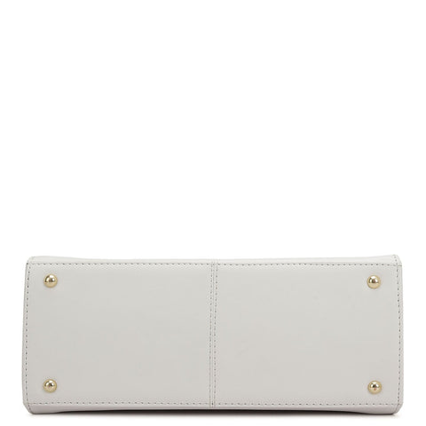 Small Plain Leather Shoulder Bag - Snow