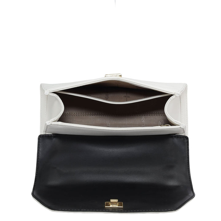 Small Plain Leather Shoulder Bag - Snow