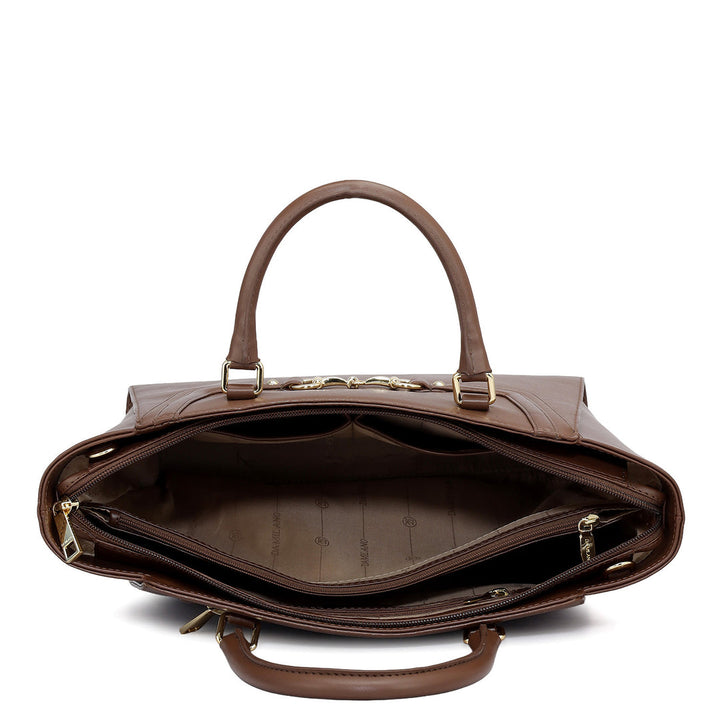 Medium Plain Leather Satchel - Date