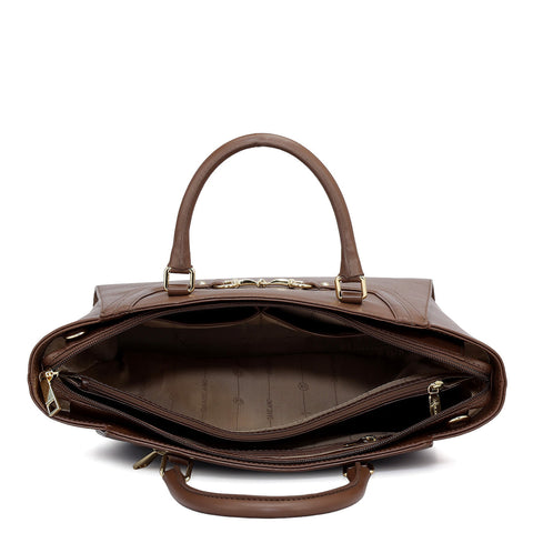 Medium Plain Leather Satchel - Date