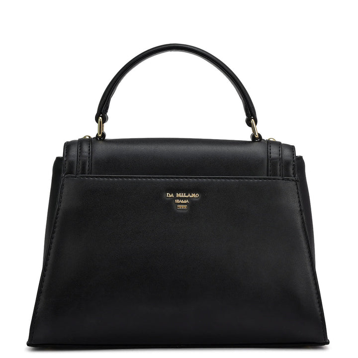 Small Plain Leather Satchel - Black