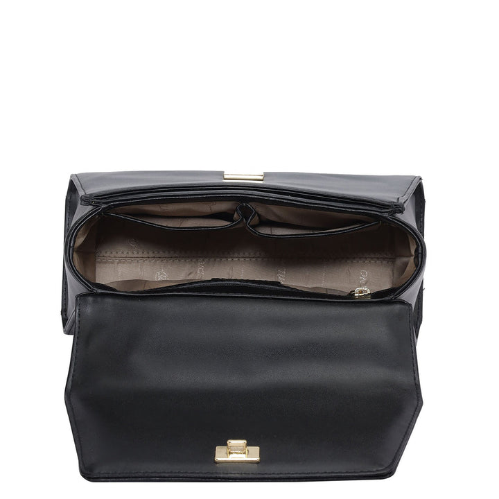 Small Plain Leather Satchel - Black
